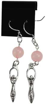 Rose Quartz Goddess earrings - Click Image to Close