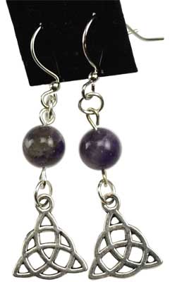 Amethyst Triquetra earrings - Click Image to Close