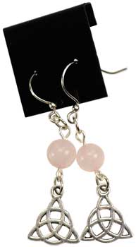 Rose Quartz Triquetra earrings - Click Image to Close
