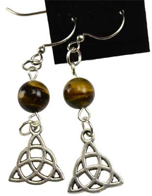 Tiger's Eye Triquetra earrings - Click Image to Close