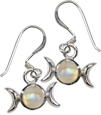 Rainbow Moonstone Triple Moon - Click Image to Close