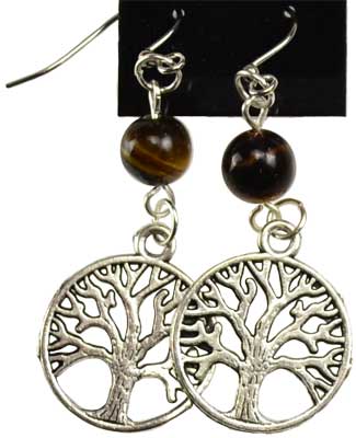 Tigers Eye Tree of Life earrings - Click Image to Close