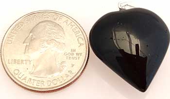 1" Black Tourmaline heart - Click Image to Close