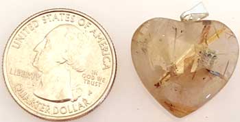 1" Rutilated Quartz heart