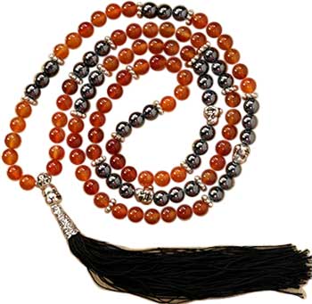 Carnelian & Hematite Happy Buddha elastic mala