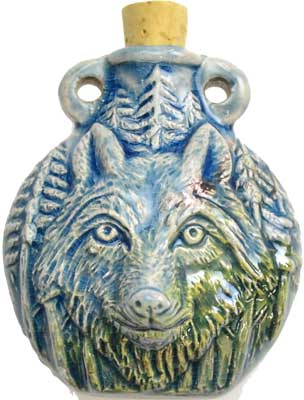 Wolf Raku Bottle - Click Image to Close