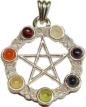 7 chakra Pentagram pendant - Click Image to Close