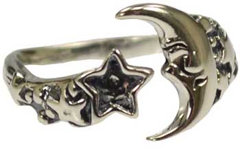 Moon & Star Adjustable ring - Click Image to Close