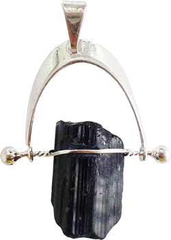 Black Tourmaline balance untumbled pendant