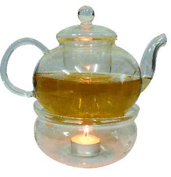 Glass teapot w/ Warmer - Click Image to Close
