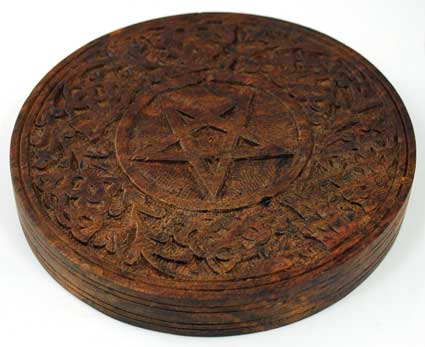 Wooden Pentagram altar tile 6" - Click Image to Close