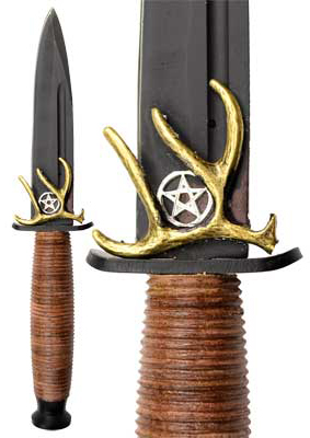 Deer Pentagram Antler athame 9 1/2"