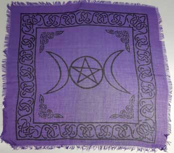 Triple Moon w/pentagram altar cloth 18" x 18"