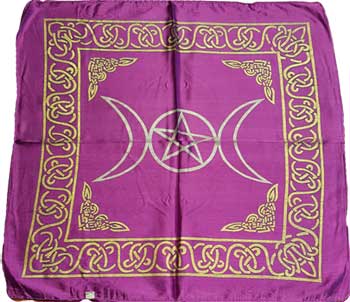 18"x18" Purple rayon Triple Moon cloth - Click Image to Close
