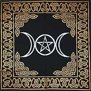 Triple Moon Pentagram altar/tarot - Click Image to Close