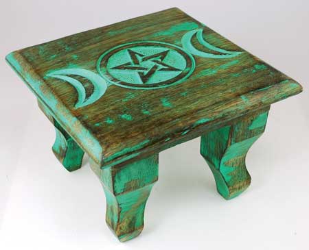 Antiqued Triple Moon altar - Click Image to Close