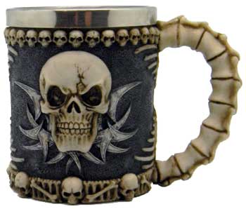 Skull & Spine tankard 4 1/4" - Click Image to Close