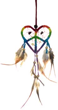 3" Love Peace dream catcher - Click Image to Close