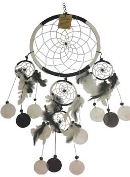 6 1/4" Black & White dream catcher - Click Image to Close