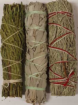 Cedar,White& Blue Sage smudge 3pk - Click Image to Close