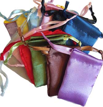 12 pk 1 3/4" x 2" Satin pouches mixed colors - Click Image to Close