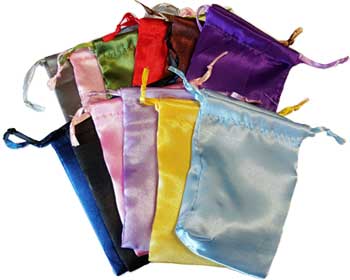 12 pk 3" x 4" Satin pouches mixed colors - Click Image to Close
