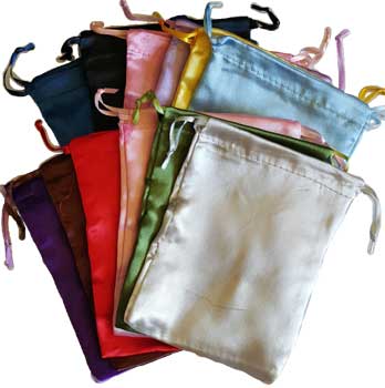 12 pk 5" x 6" Satin pouches mixed colors - Click Image to Close