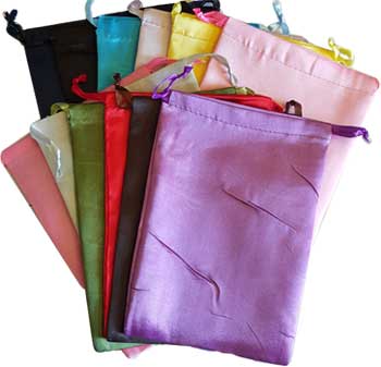 12 pk 6" x 8" Satin pouches mixed colors - Click Image to Close