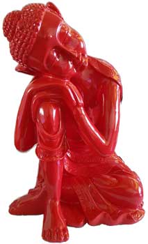 10 1/4" red Kneeling Buddha - Click Image to Close