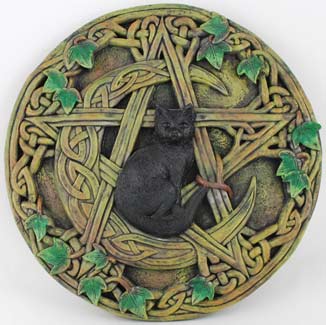 Cat and Pentagram wall plaque 7 1/2"