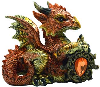 Orange Dragon w/ Stone 4" - Click Image to Close