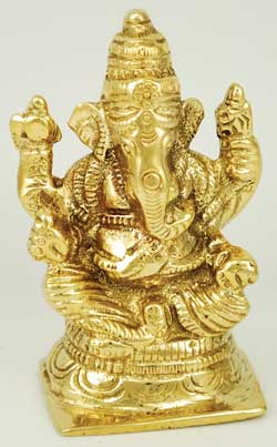 Ganesh Sitting Brass 3" - Click Image to Close