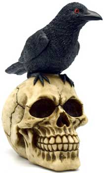 Skull w/ Raven 6 1/2" - Click Image to Close