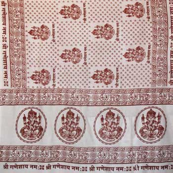 Ganesh 44"x 87" white prayer shawl - Click Image to Close