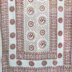 Om 44"x 87" white prayer shawl