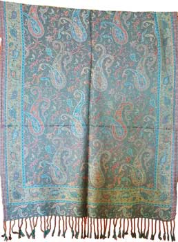 27"x68" Peacock Paisley scarf