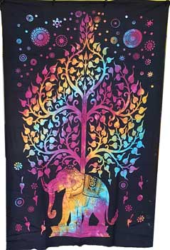 54" x 86" Elephant Tree tapestry (tie dye) - Click Image to Close