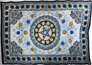 Flower Pentagram Tapestry (72" x 108") - Click Image to Close